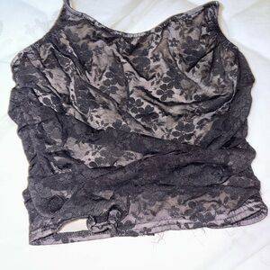 Floral Lace Black Crop Top